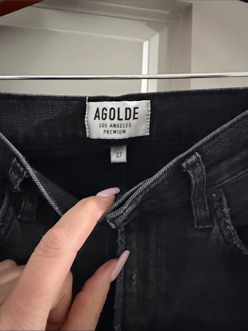 Agolde Sophie High Rise Skinny Crop cropped distress ankle black gray jeans 27 - Picture 3 of 10